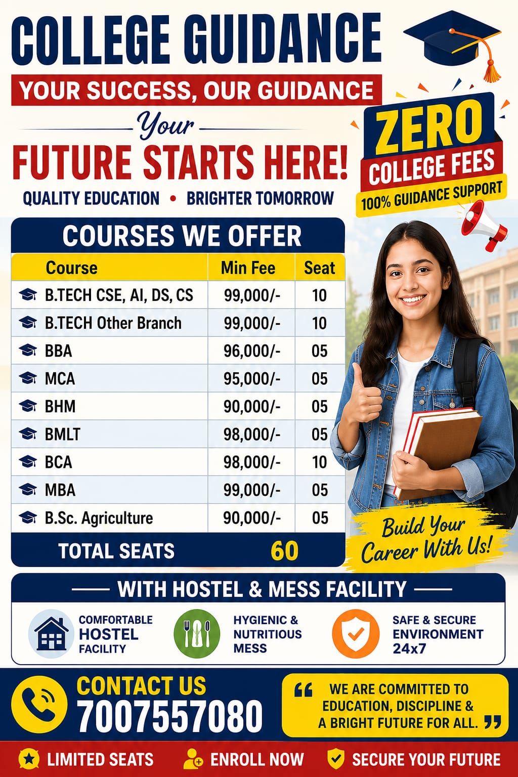 Students Junctions college guidance course and fee poster
